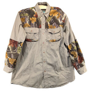 Master Sportsman Mens Outdoor Gear Button Down Hunting Shirt Beige Camo XL